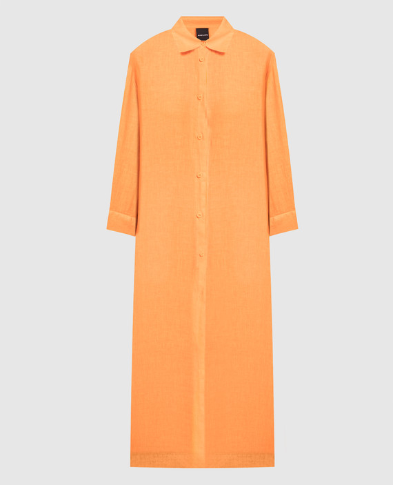 Оранжевая удлиненная рубашка из льна