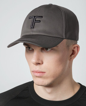 Tom Ford Сіра кепка з фактурним логотипом MH003TCN036G