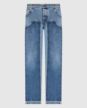 Balmain Голубые джинсы с аппликацией BH1MI041DD65