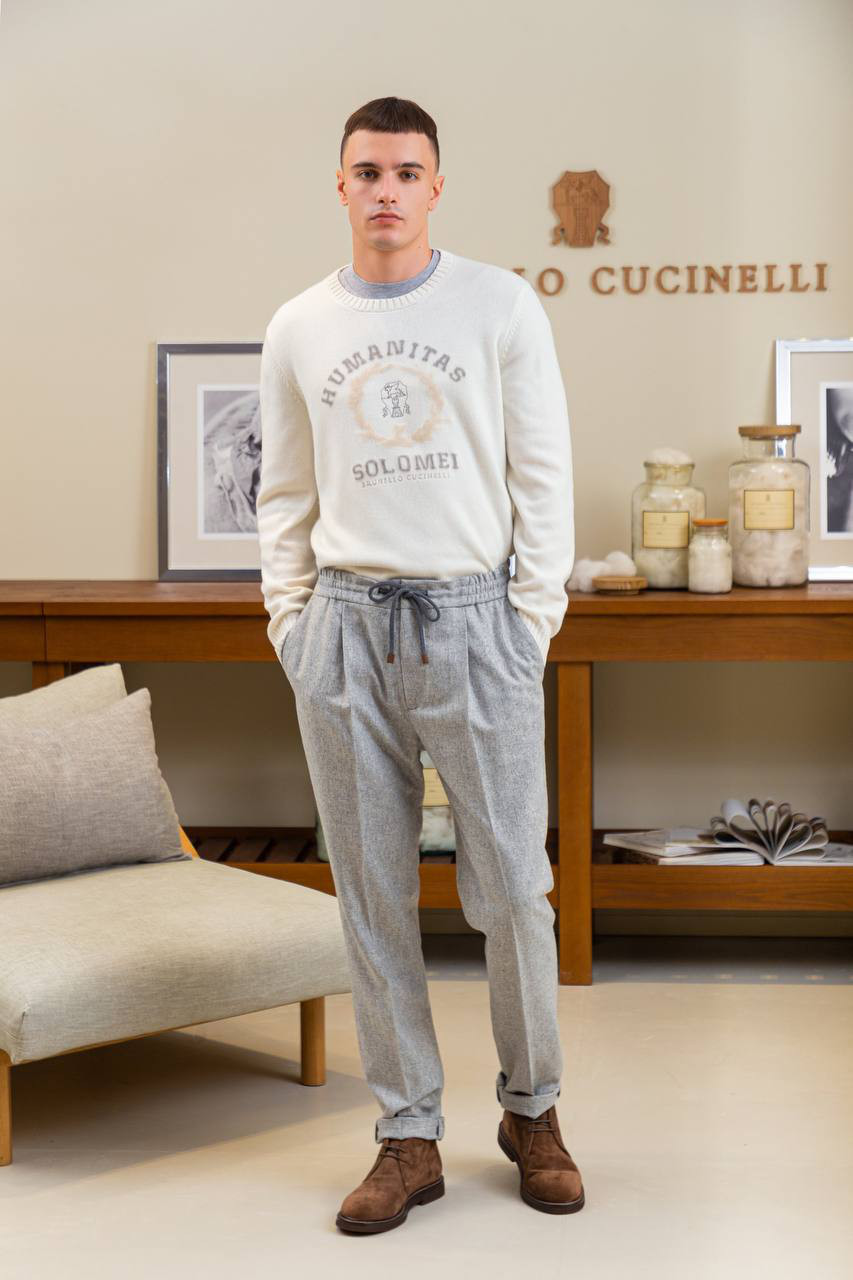 Brunello Cucinelli Серая меланжевая футболка с принтом M0T618462 изображение 6