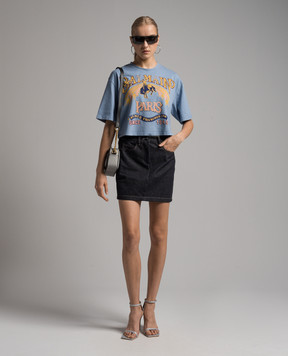 Balmain Блакитна футболка з принтом Western CF1EE020GD31