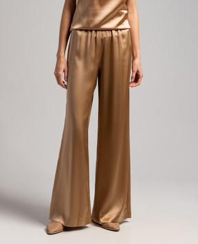 Ermanno Scervino Коричневые брюки клеш из шелка D434P302RJK