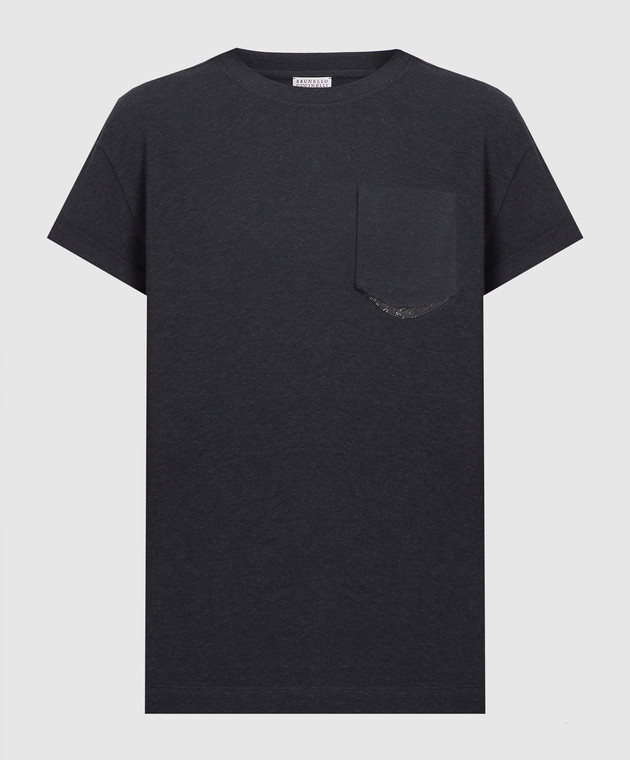 Brunello Cucinelli Gray t-shirt with monil chain MPT18BD400