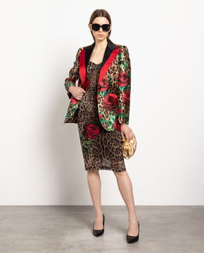 Dolce&Gabbana Коричнева сукня в леопардовий принт J61392FSEGZ