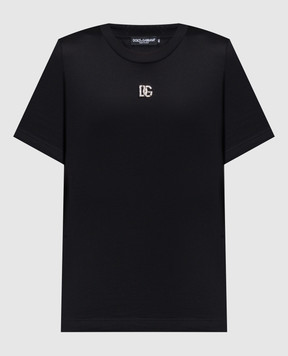 Dolce&Gabbana Чорна футболка з металевим логотипом F8U08ZG7B3U