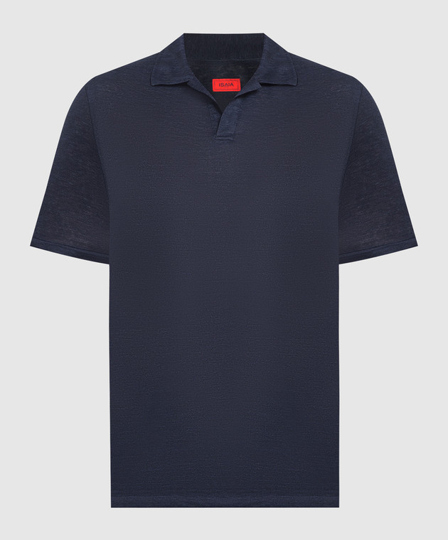ISAIA Blue linen polo shirt MCI227J0357