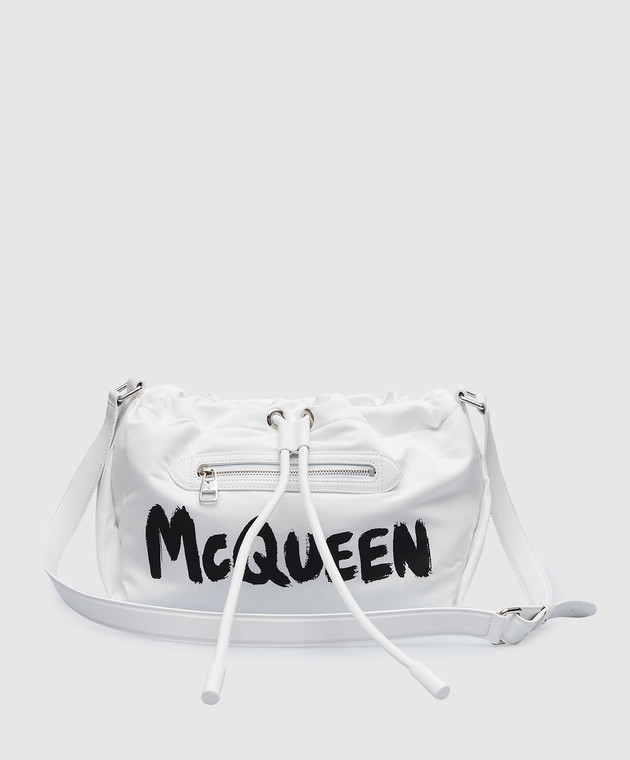 Alexander McQueen Біла сумка-кісет Ball Bundle з принтом логотипу McQueen Graffiti 7084401AAI8