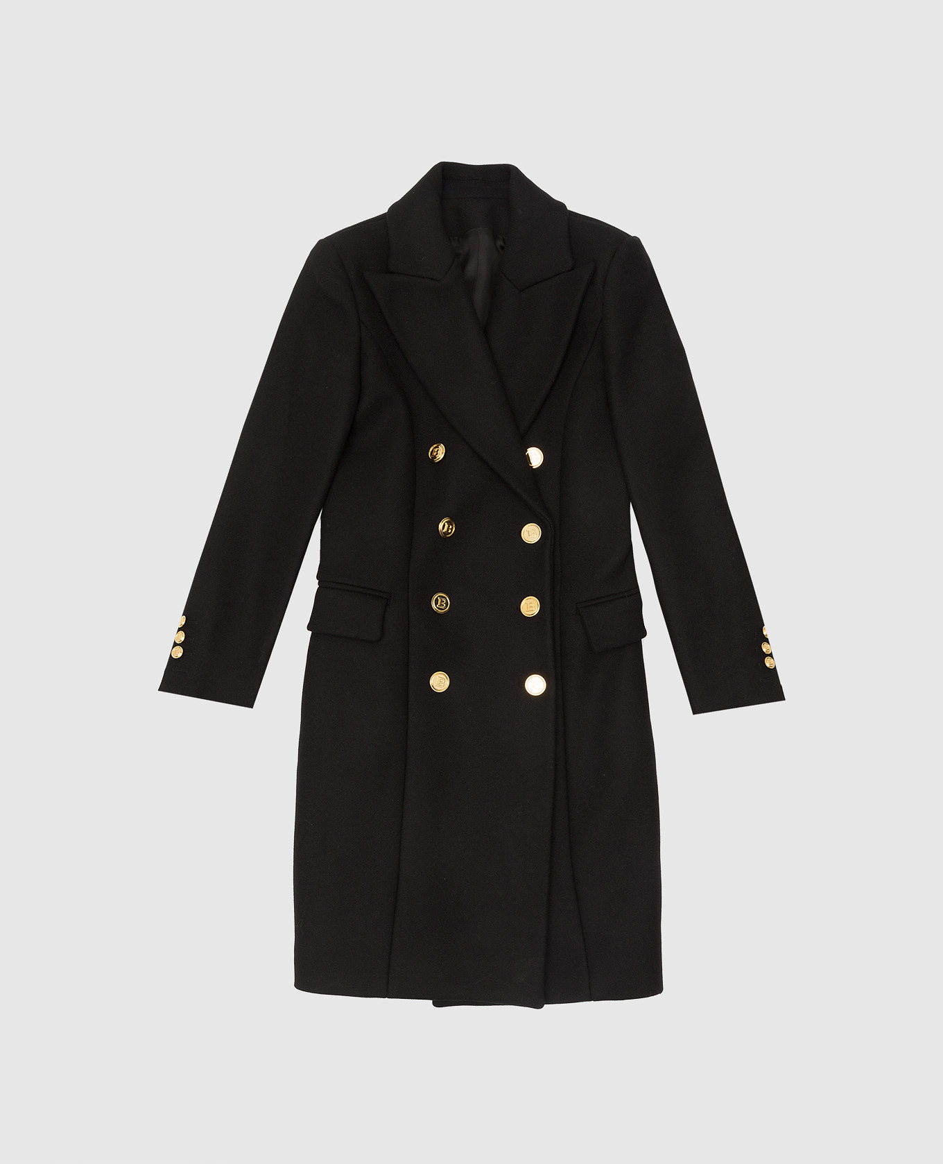 

Детское черное двубортное пальто, Черный, Пальто