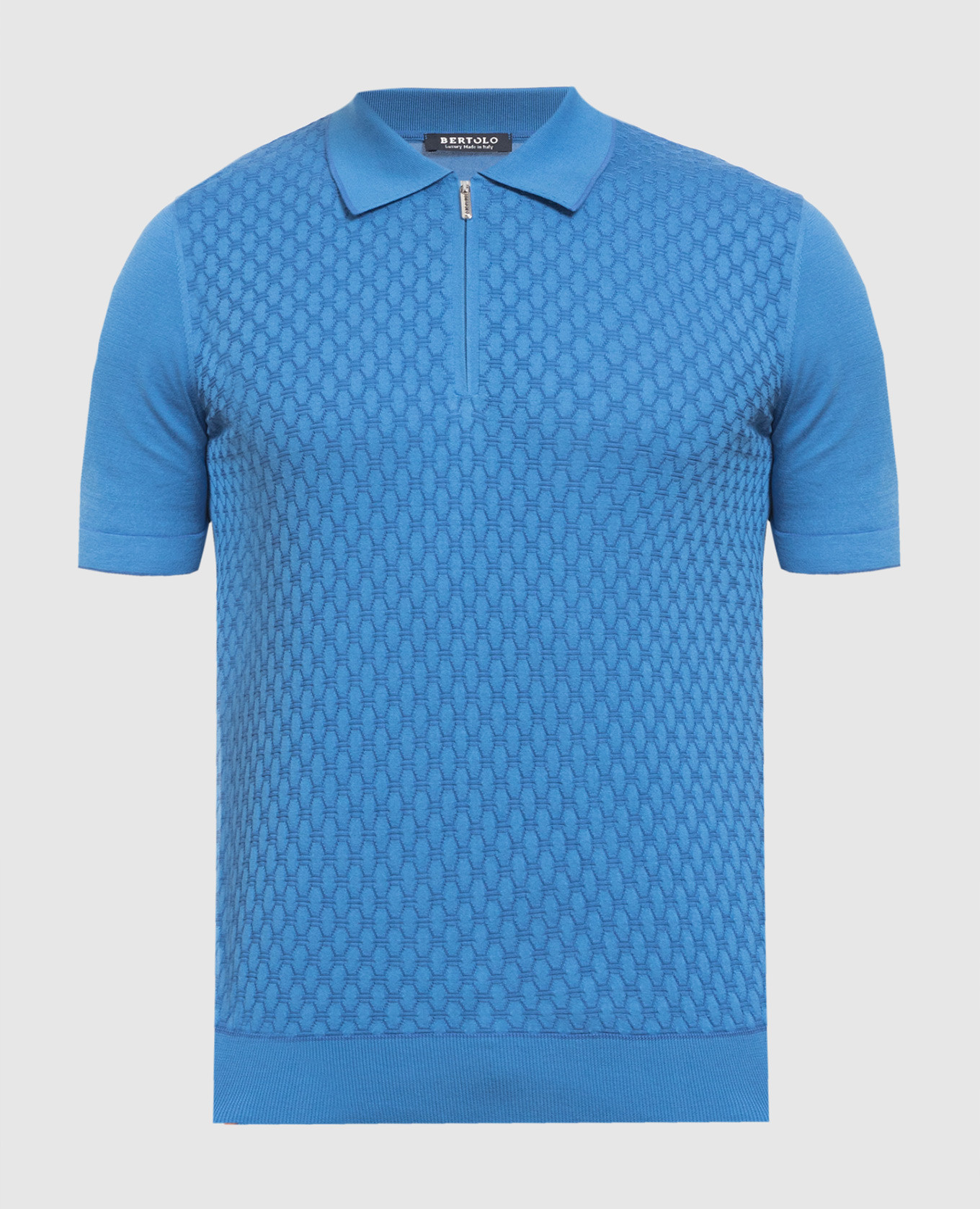 

Голубое поло в тканый узор, Голубой, Поло