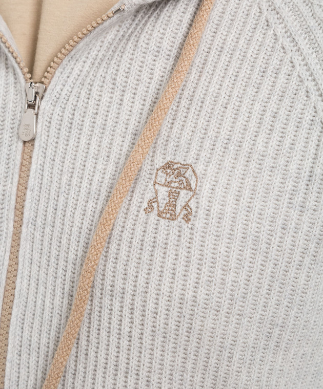 Brunello Cucinelli Світло-сірий кардиган із кашеміру M22704806G зображення 5