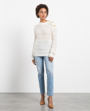 Balmain Білий джемпер з вовни та мохеру YF1KA031KC68