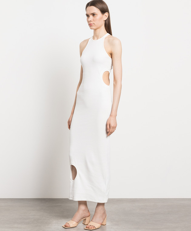 Off-White White dress in a scar with curly cuts OWDB365C99JER001 image 3