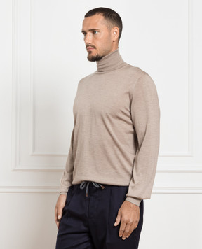 Brunello Cucinelli Бежевый гольф из кашемира и шелка M2300103