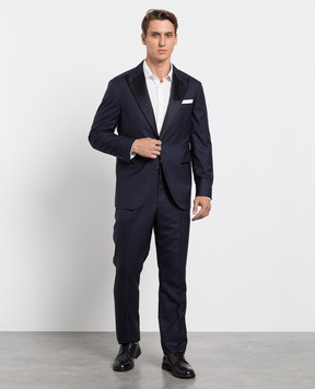 Brunello Cucinelli Синий костюм из шерсти и шелка MF460AS28