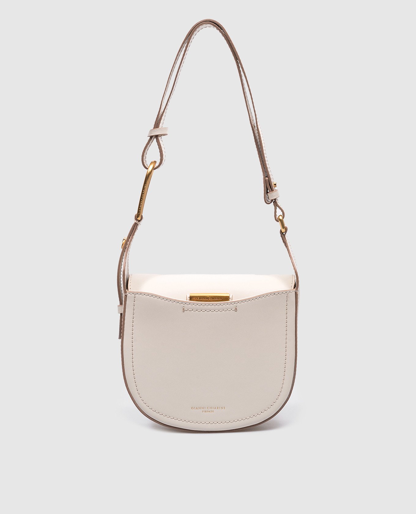Sandy saddle bag in white leather with logo engraving