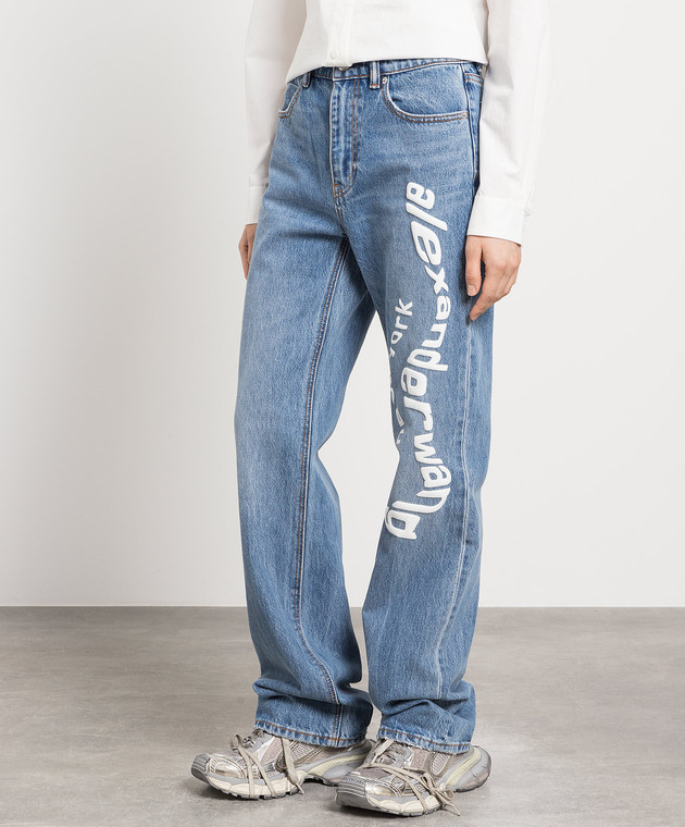 Logo Waistband Jeans in Blue Alexander Wang