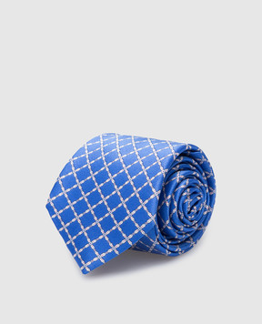 Stefano Ricci Детский синий галстук из шелка в геометрический узор YCH31030