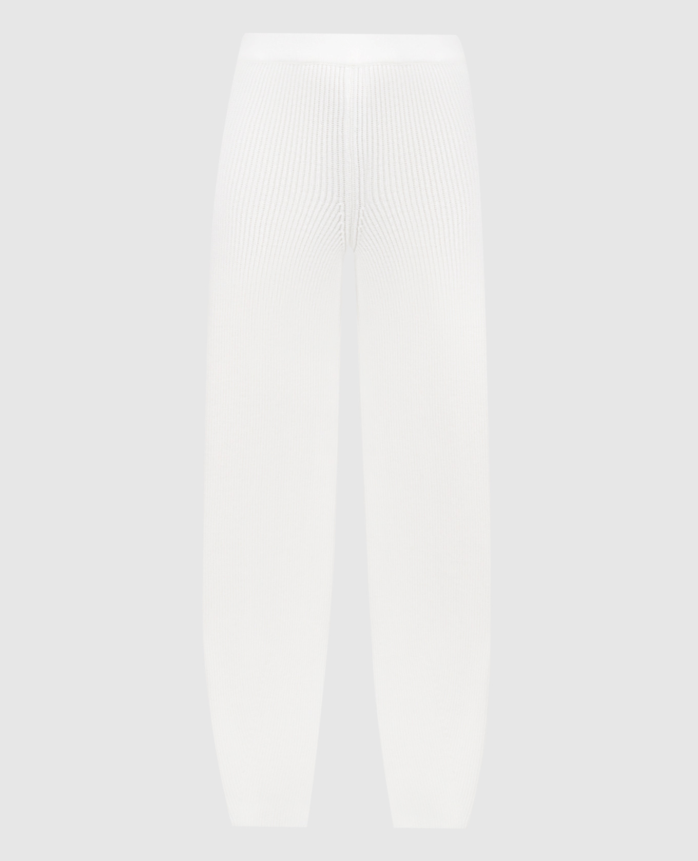 

Белые брюки из шерсти и кашемира в рубчик., Белый, Зауженные брюки