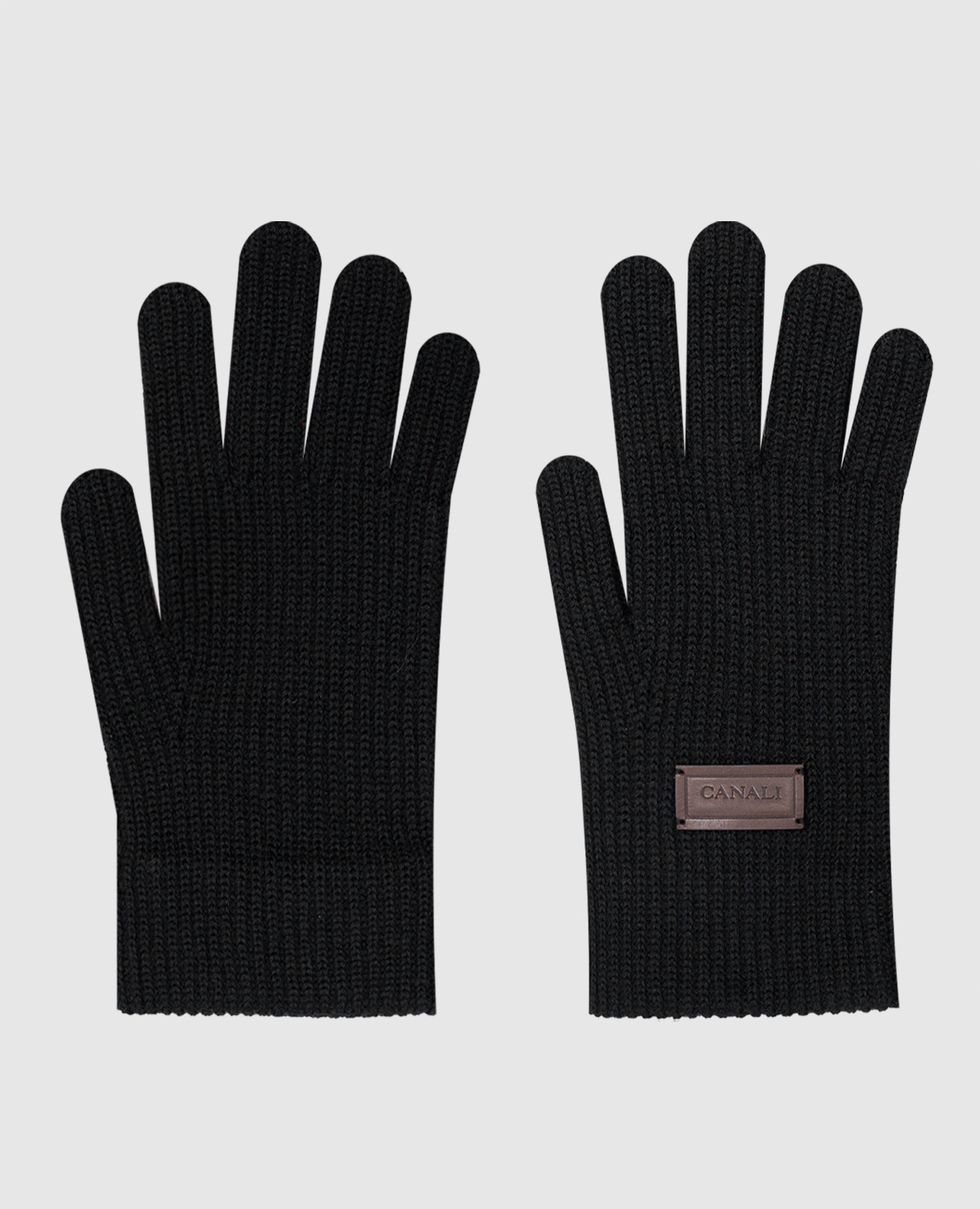 Black gloves with logo patch