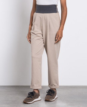 Brunello Cucinelli Бежевые брюки с высокой посадкой MH827BL499