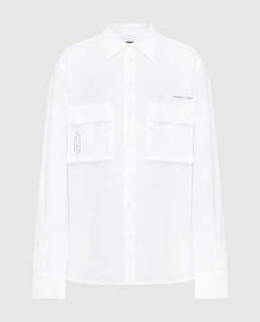 Dolce&Gabbana Белая рубашка с карманами и контрастным принтом G5LG5TFU5EW