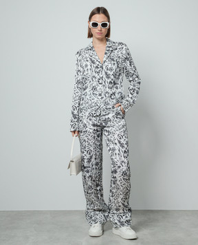 Off-White Белая блуза в принт Second Skin OWGE016S24FAB001