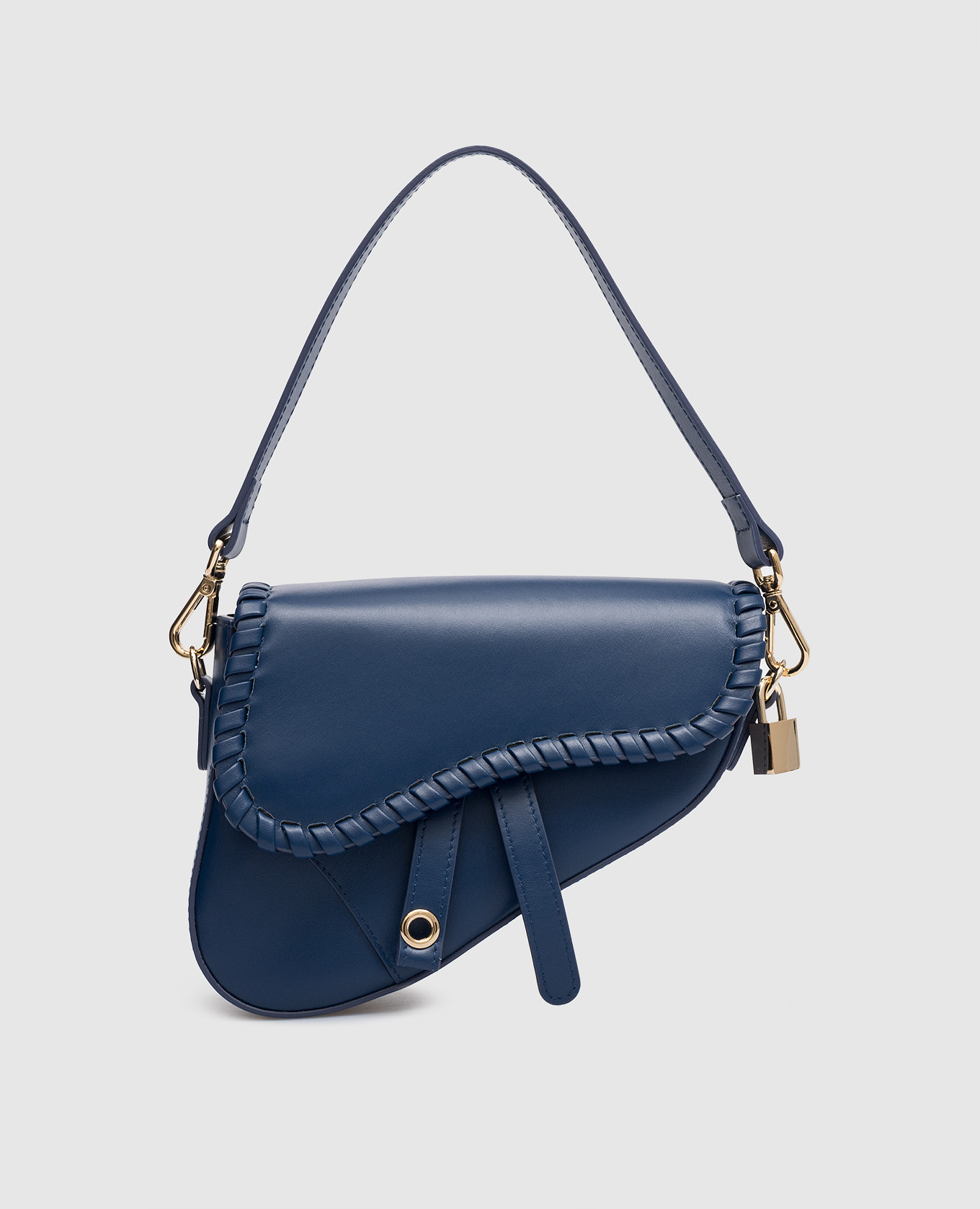 Blue leather saddle bag