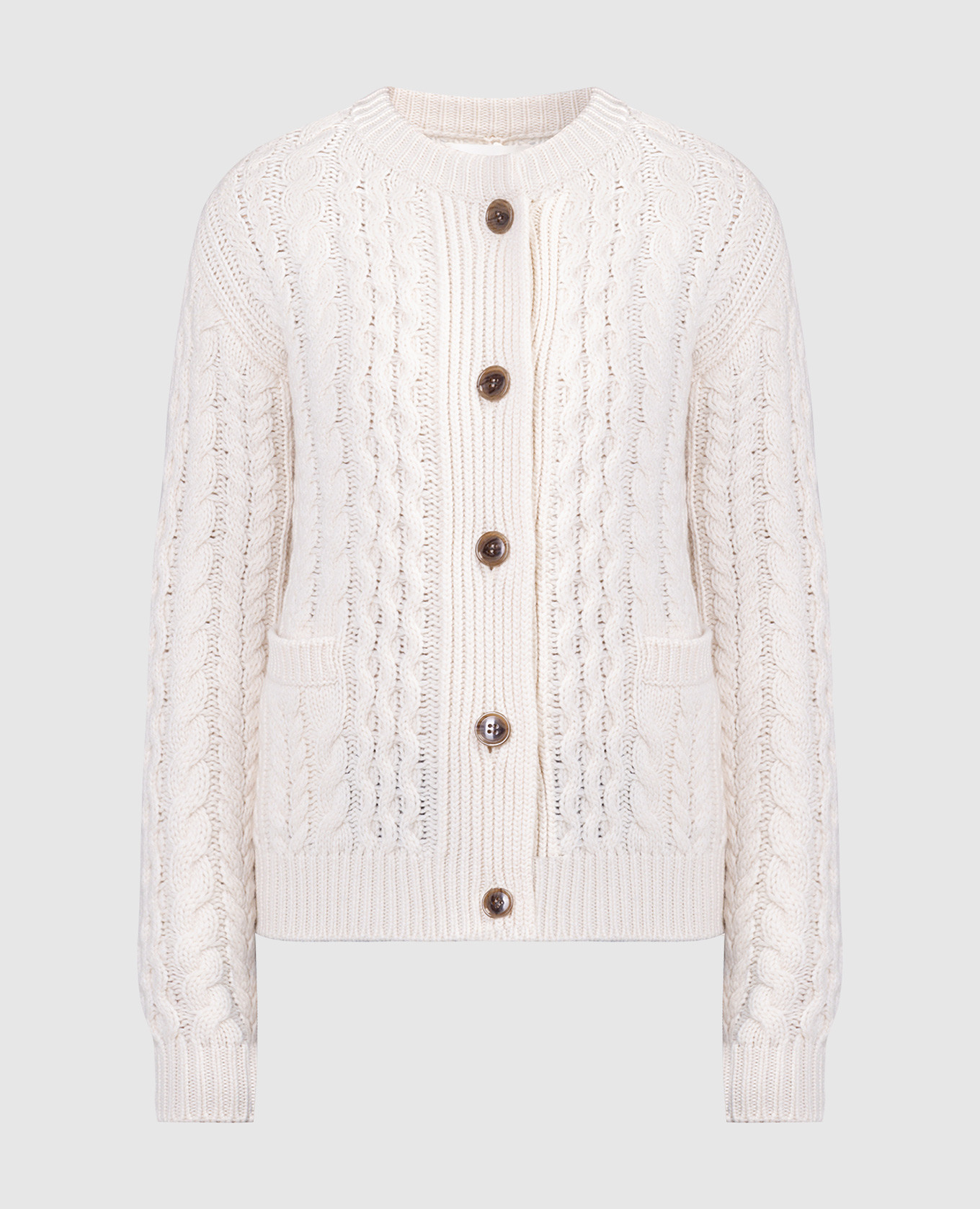 White cashmere cardigan in a textured pattern