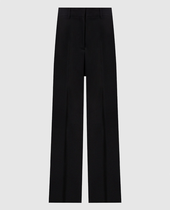 Black wool trousers with OW logo embroidery
