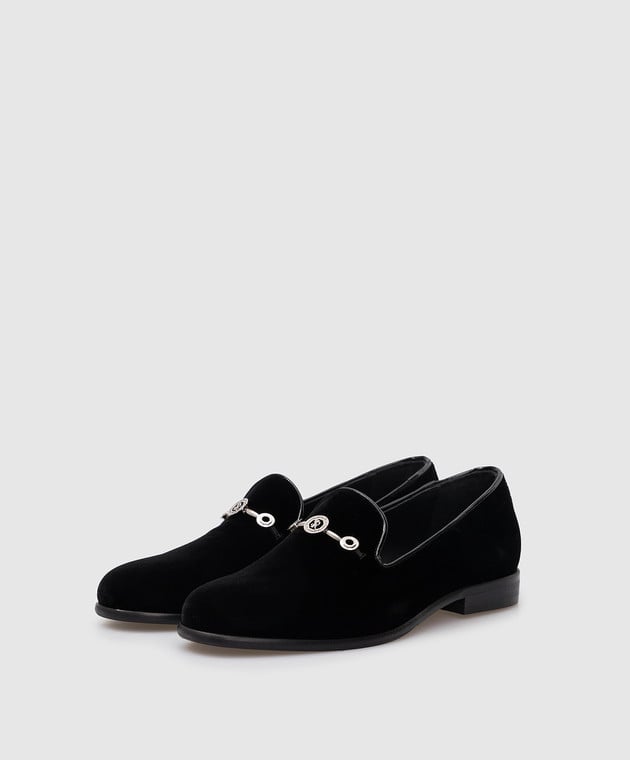 Stefano Ricci Children's black velor slippers YRU59CG864VL image 2