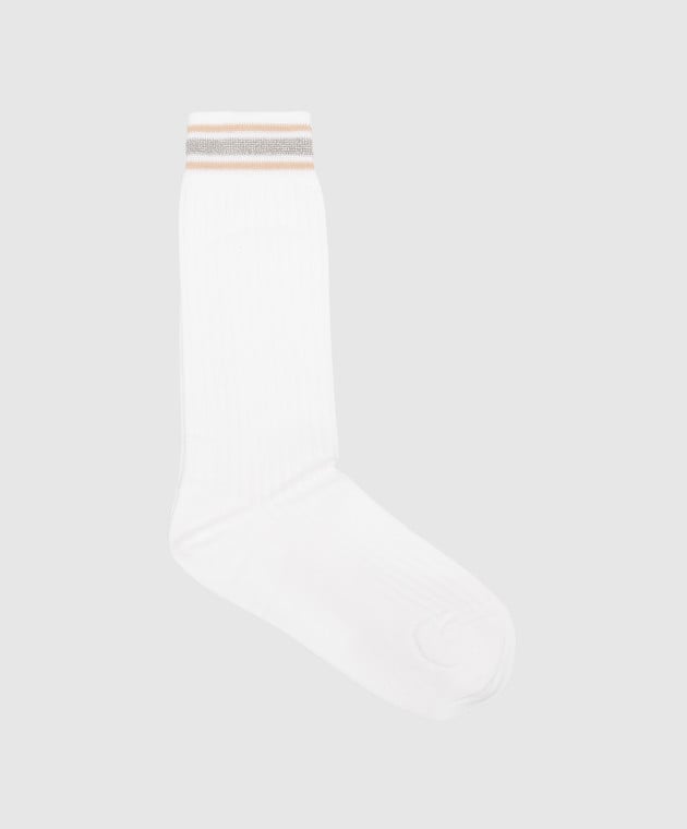 Brunello Cucinelli White socks with lurex MCS990069