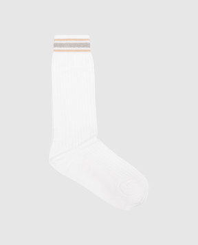 Brunello Cucinelli Білі шкарпетки з люрексом MCS990069