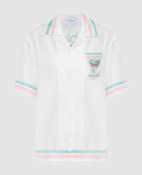 Casablanca Біла сорочка Tennis Club Icon із шовку з принтом WF23SH00301