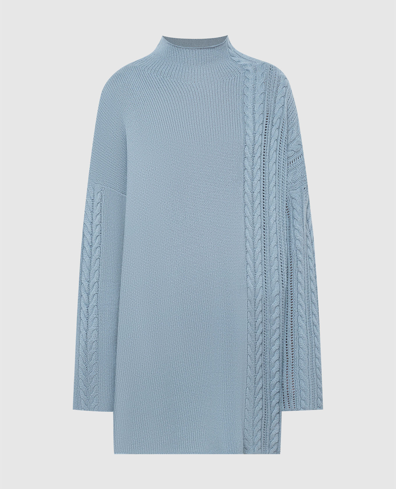 Blue cashmere sweater with a textured pattern