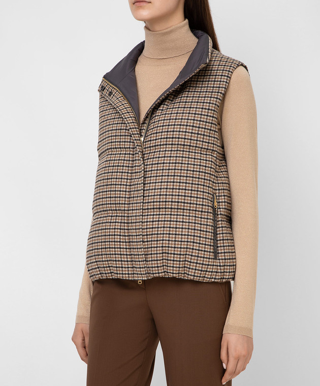 Brunello Cucinelli Бежевый пуховой жилет из шерсти MB5838819 изображение 3