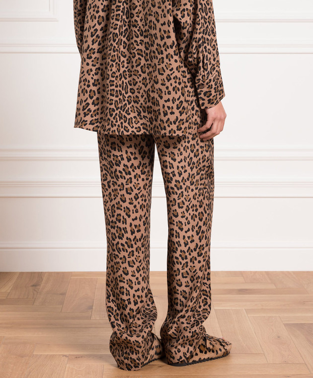 Simonetta Ravizza Brown pants made of silk in an animalistic print PS17T29 изображение 4