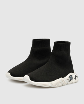 Balenciaga Детские черные снокеры Speed ​​Graffiti с логотипом 597425W2DD4