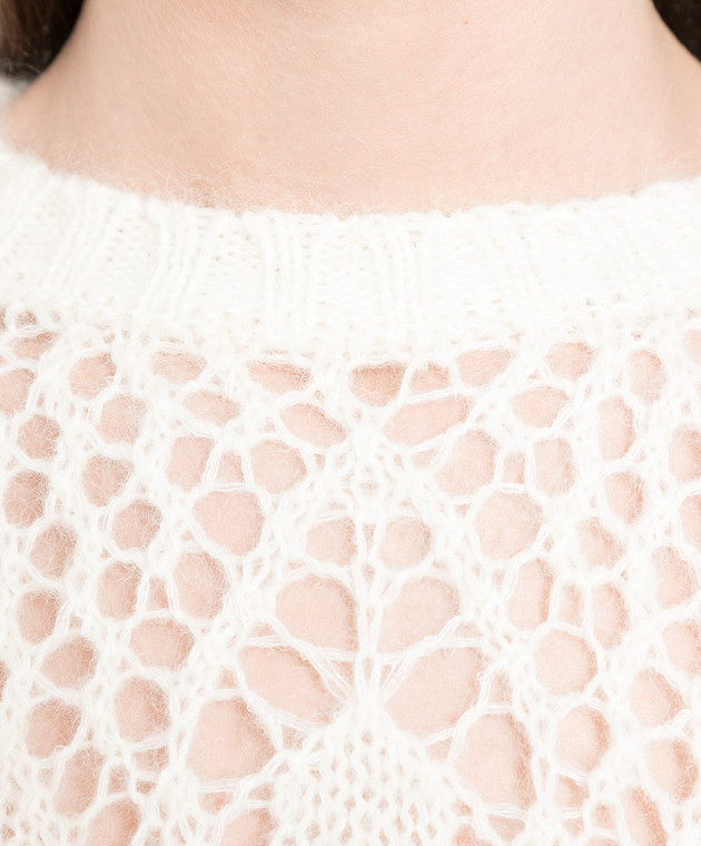 Twinset White openwork sweater in a pattern 232TP3110 image 5