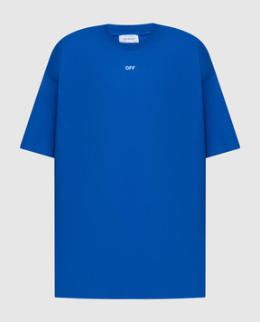 Off-White Синя футболка Stamp Mary з принтом OMAA161S24JER007