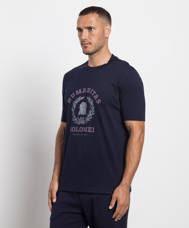 Brunello Cucinelli Blue t-shirt with logo print M0T618452 image 3