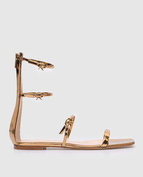 Gianvito Rossi Золотые кожаные сандалии Ribbon Downtown G6171505CUOMET
