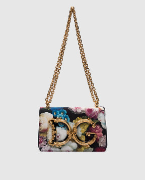 Dolce&Gabbana Комбинированная сумка Charmeuse DG Girls в цветочный принт с логотипом в стиле барокко. BB6498AS110