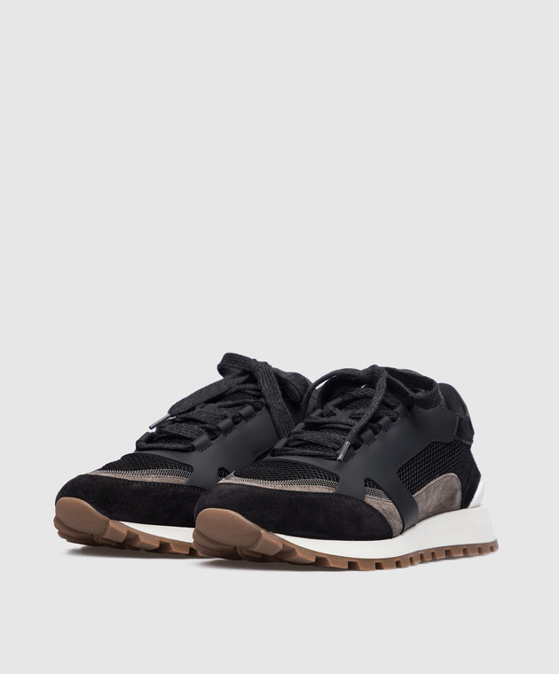 Brunello Cucinelli Черные комбинированные кроссовки с цепочкой мониль MZSFG2264P изображение 2