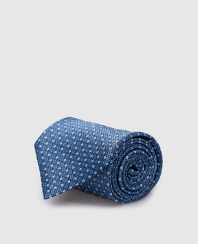 Stefano Ricci Синя краватка із шовку у візерунок CH31034