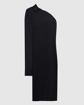 Max Mara Sportmax Черное ассиметричное платье из шелка ZURCA ZURCA