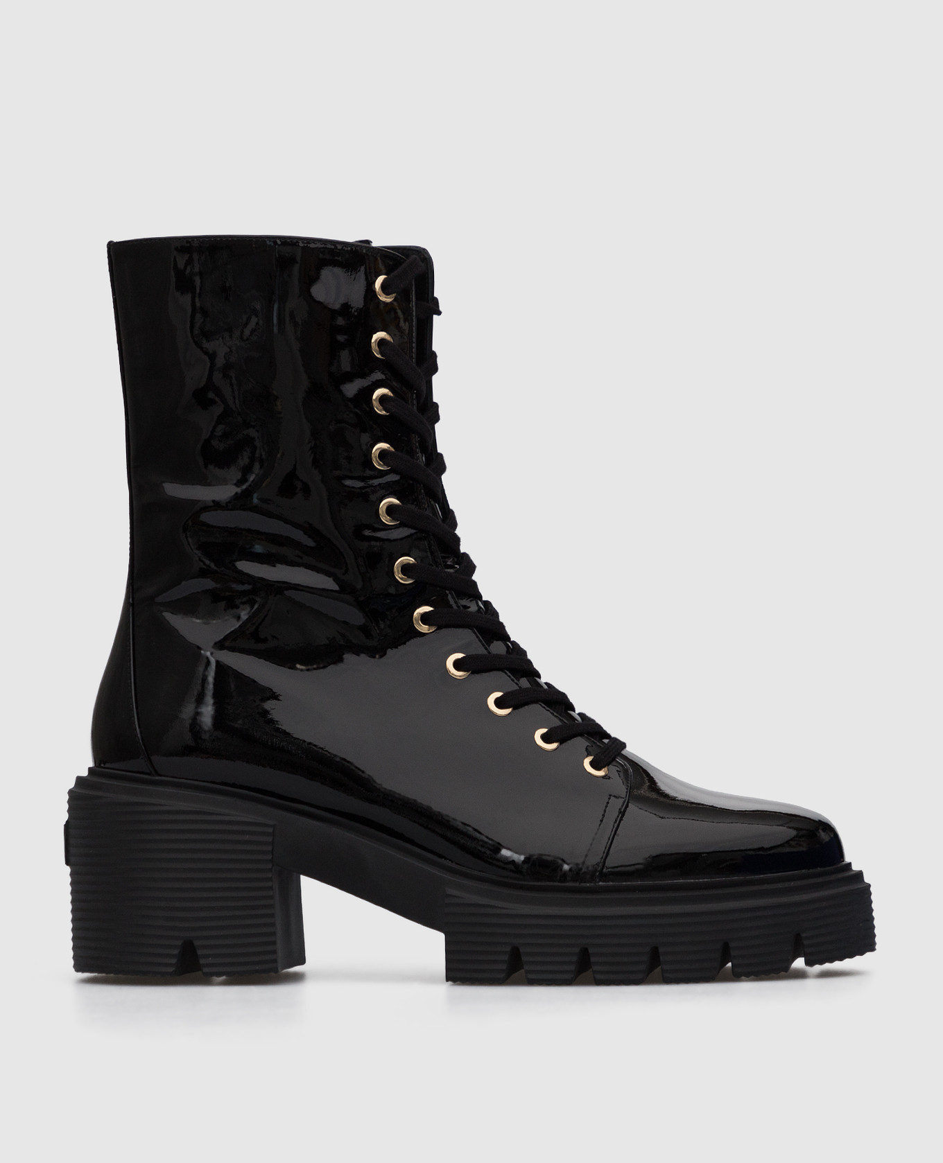 Soho black patent leather boots
