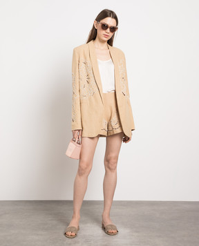 Twinset Коричневі шорти з вишивкою та люрексом 231TT2382