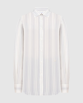Loro Piana Біла сорочка із шовку в смужку FAM9874