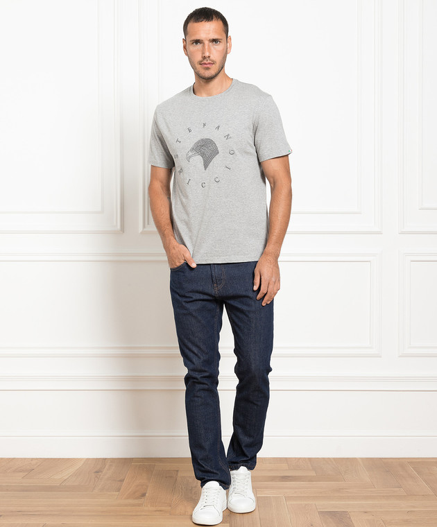 Stefano Ricci Gray t-shirt with logo embroidery MNH3302630803CO image 2