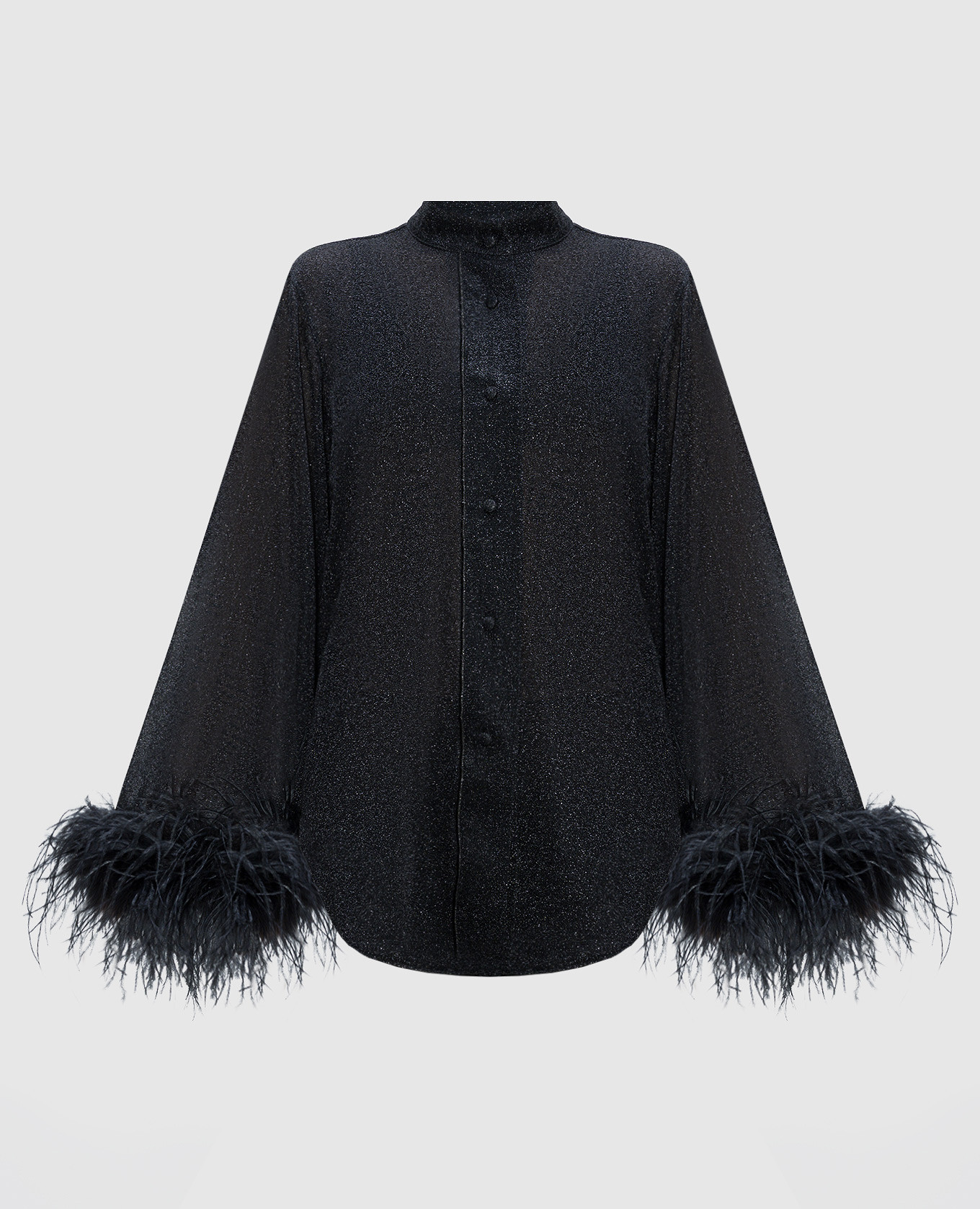 Черная блуза Lumiеre Plumage со страусиными перьями